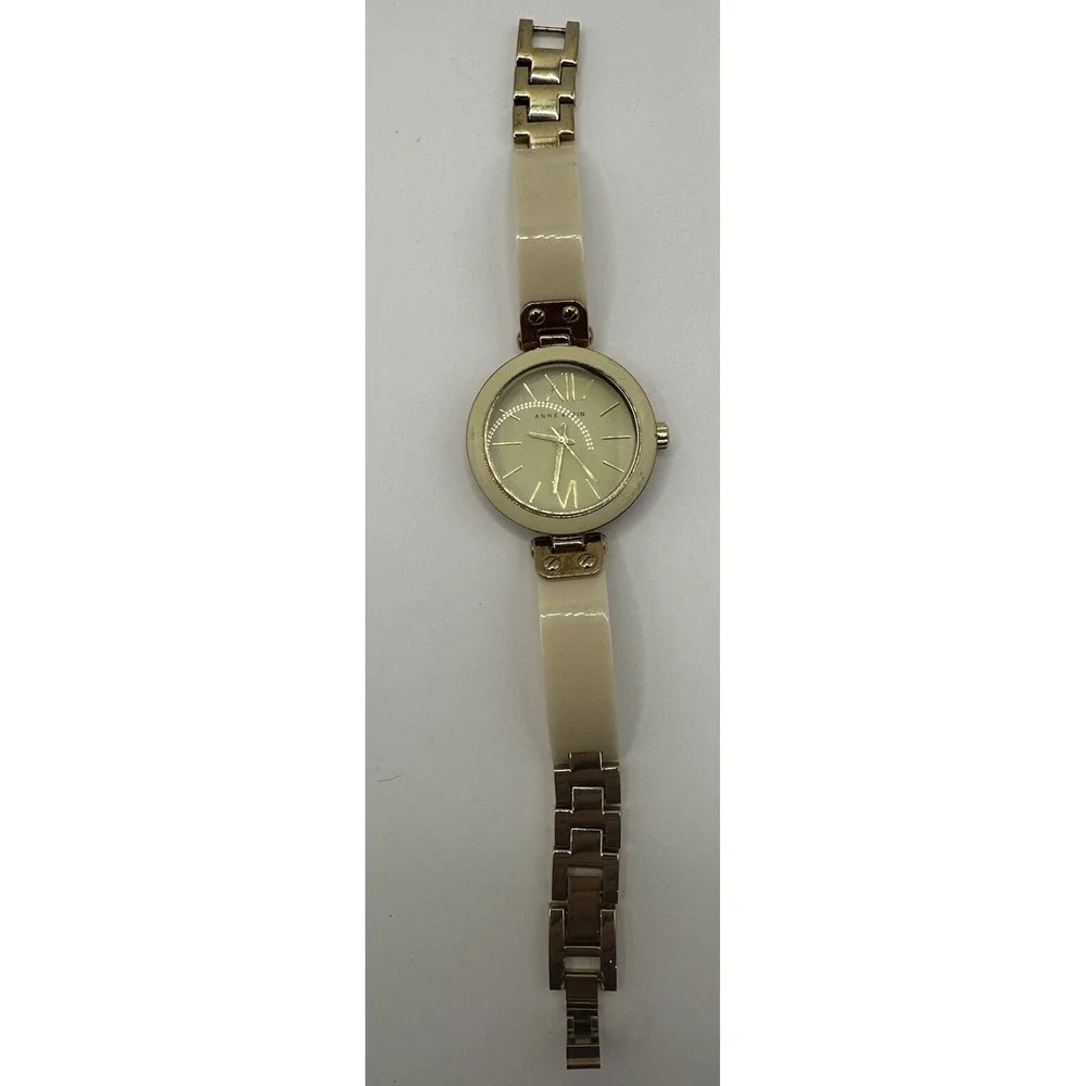 Anne Klein Women's Gold Tone White Acrylic Bracelet Watch AK1196 New Battery‎ Y
